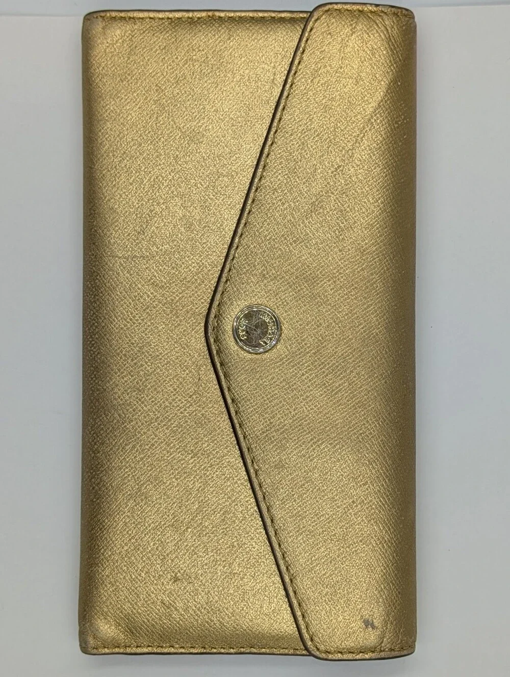 Michael‎ Kors Wallet Golden Metallic Slim Envelope Snap Long Organizer Trifold